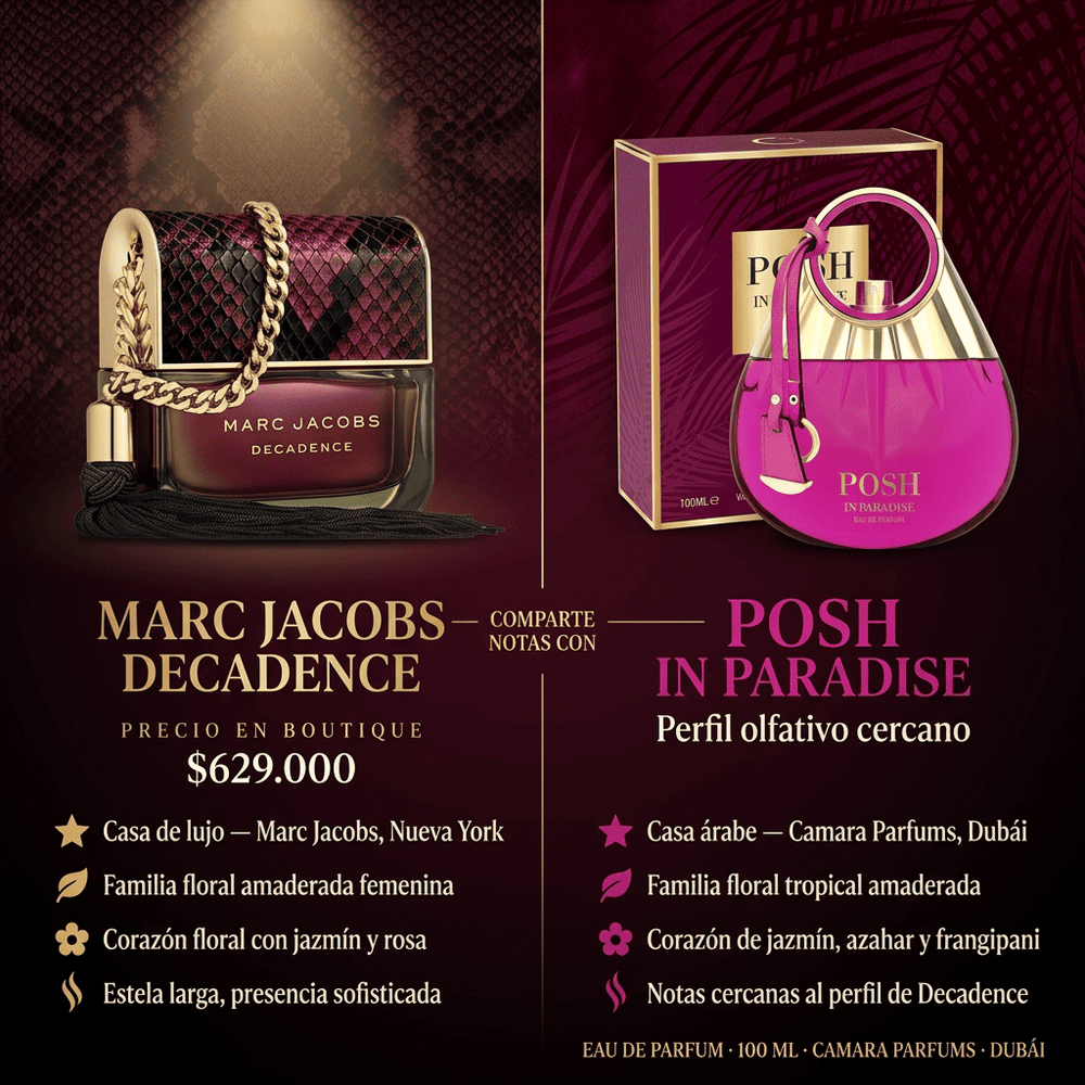 Posh in Paradise | Camara Parfums — comparativa de perfil olfativo