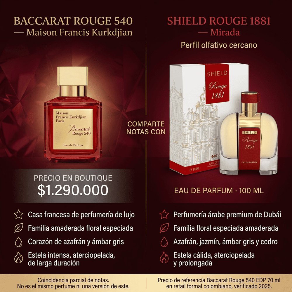 Shield Rouge 1881 | Mirada by BPI — comparativa de perfil olfativo