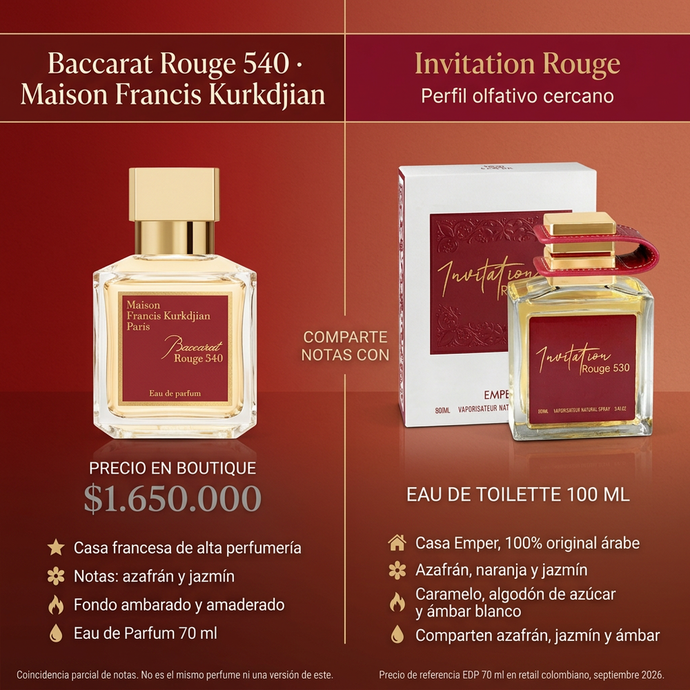 Invitation Rouge Dama | Emper — comparativa de perfil olfativo