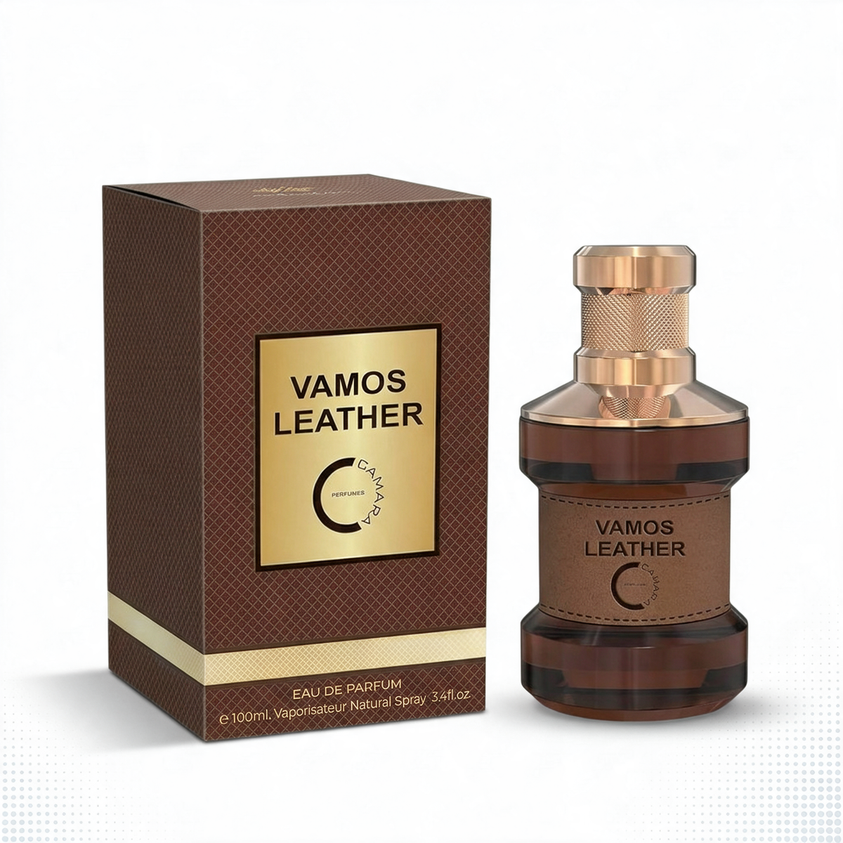 Vamos Leather | Camara Parfums - frasco y caja
